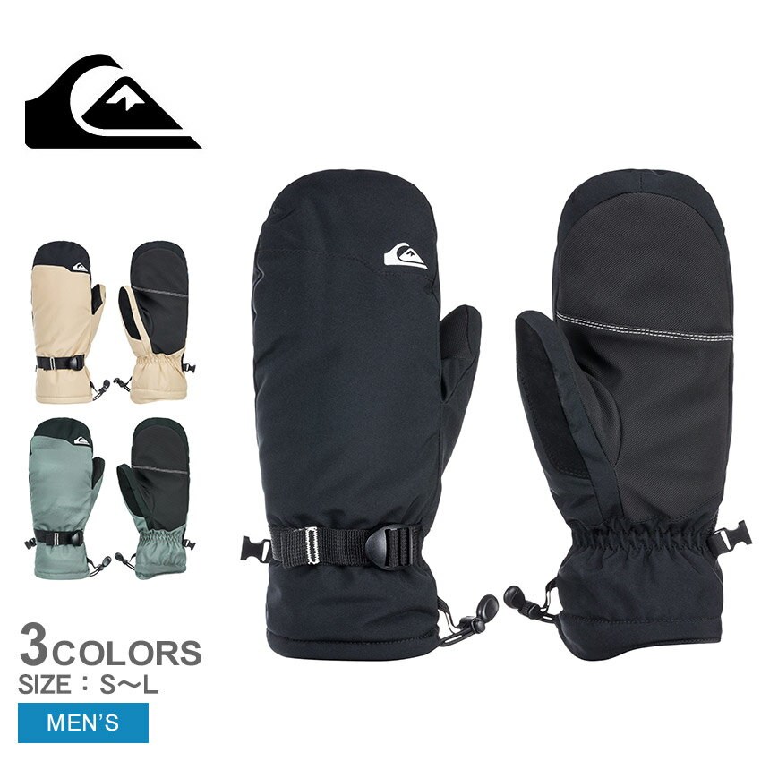 【週末SALE開催！】 クイックシルバー MISSION MITT 手袋 メンズ ブラック 黒 ベージュ グリーン 緑 QUIKSILVER QGV233404 カジュアル スキー スノーボード スノボ スノーウェア 雪 ブランド アウトドア シンプル ロゴ 防寒 防風 はっ水 撥水 防水