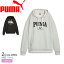 【GW SALE★限定クーポン有り】 プーマ PUMA SQUAD フーディー 裏起毛 パーカー レディース ブラック 黒 グレー PUMA 623332 ウエア フーディ スウェット スエット トレーナー 長袖 フード付 フリース ブランド カジュアル スポーツ 運動 シンプル ロゴ