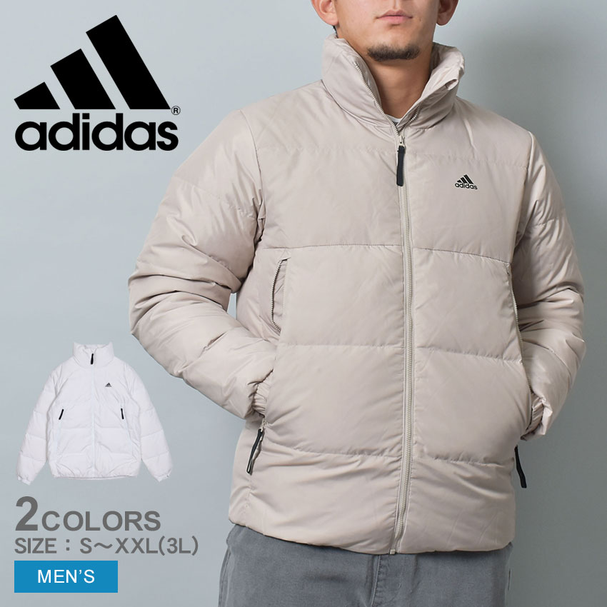 【週末SALE開催！】 アディダス ダウンジャケット ダウンジャケット メンズ ホワイト 白 ベージュ ADIDAS KOU14 トップス アウター ダウン ジャケット ジップアップ カジュアル シンプル ロゴ 通勤 通学 軽量 伸縮性