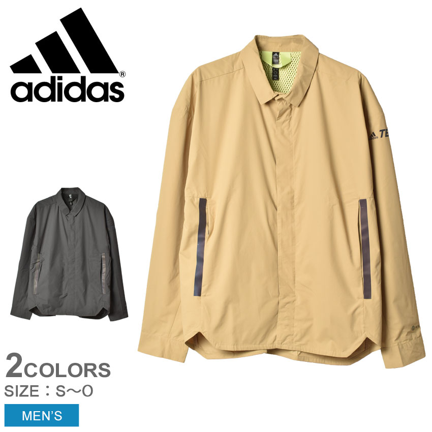 【SALE★全品Point5倍＆クーポン発行】 アディダス ジャケット メンズ adidas テレックス CT マイシェルター WIND. RDY オーバーシャツ ポケッタブル 持ち運び 撥水 はっ水 上着 羽織 防寒 スポーツ ウェア アウター ジャージ トレーニング 運動 ベージュ