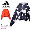 マリメッコ トップス レディース 【全品P5倍★SALE】 アディダス パーカー レディース adidas マリメッコ クロップ フーディー ウェア ウエア トップス 長袖 フード クロップド丈 総柄 スウェット 裏起毛 コラボ ダブルネーム 部屋着 ルームウェア オレンジ パープル