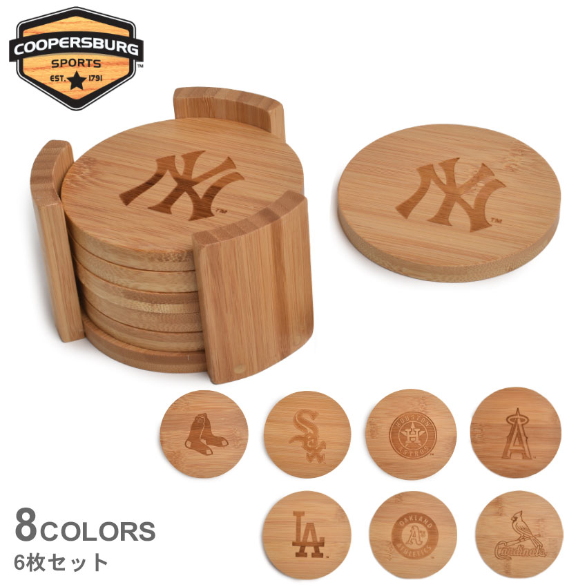 楽天ベースボールフィールド to future【日本未発売】クーパーズバーグ BAMBOO COASTER SET 雑貨 ブラウン COOPERSBURG 野球 ベースボール 野球チーム ナチュラル シンプル おうちカフェ キッチン雑貨 ソーサー コースター 木製 6枚セット ロゴ プレゼント 贈り物