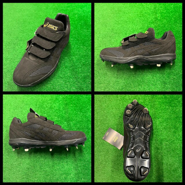 【50%OFF】【送料別】【アシックス 黒スパイク】スエード スパイク【B1B016】野球 高校野球対応 ブラック×ブラック 埋め込みタイプ