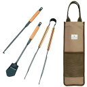 スノーピーク 焚火ツールセット プロ (N-024) / キャンプ 焚き火 ギア 火ばさみ 火かき棒 ショベル 炭スコップ 収納袋付 バーベキュー