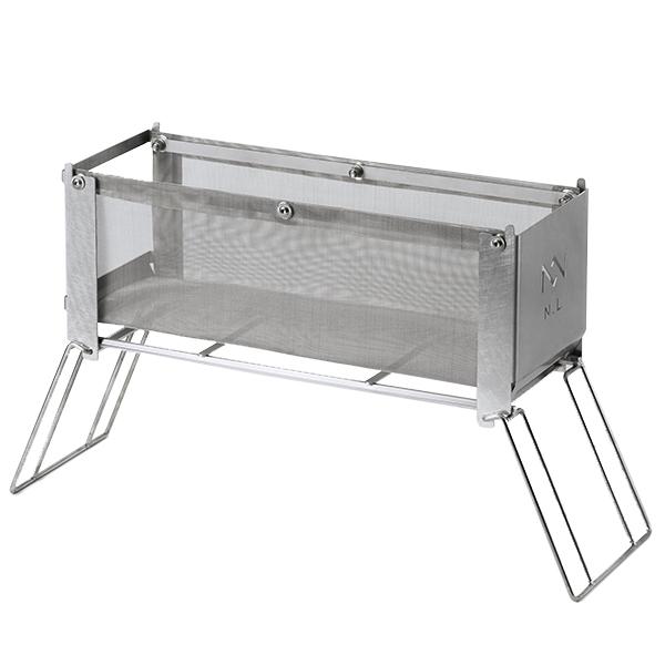 ノリノリライフ ヨコナガメッシュタキビダイ (新ロゴ) ／ キャンプ 炎が見える焚火台 メッシュ ステンレス製 頑丈 火の粉が舞いにくい バーベキュー