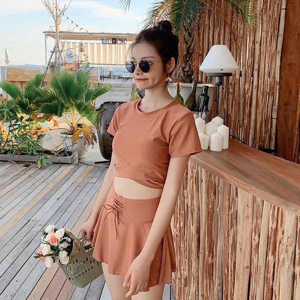 半袖 ラウンドネック 上下セット シンプル 無地 夏 リゾート