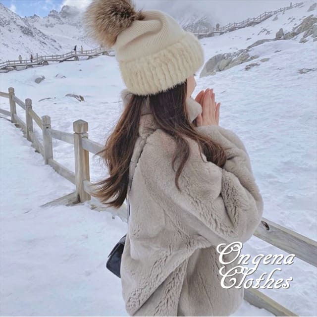 3色 エコファ ジャケット ブルゾン アウター ジップ ふわモコ