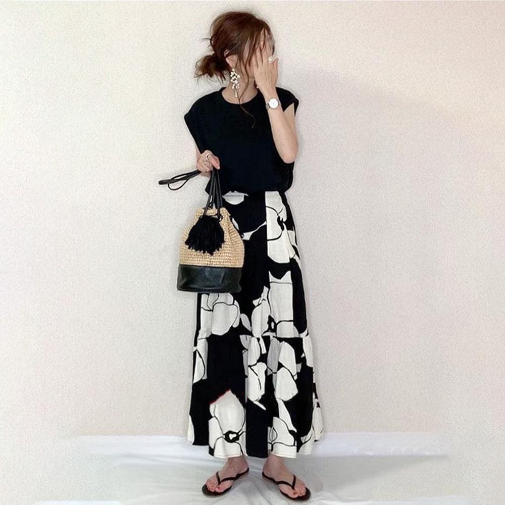 楽天ベースキャンプシャツ＆ロングスカート セットアップ 韓国STYLE