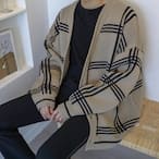 カーディガン メンズ オーバーサイズ チェック柄 カジュアル