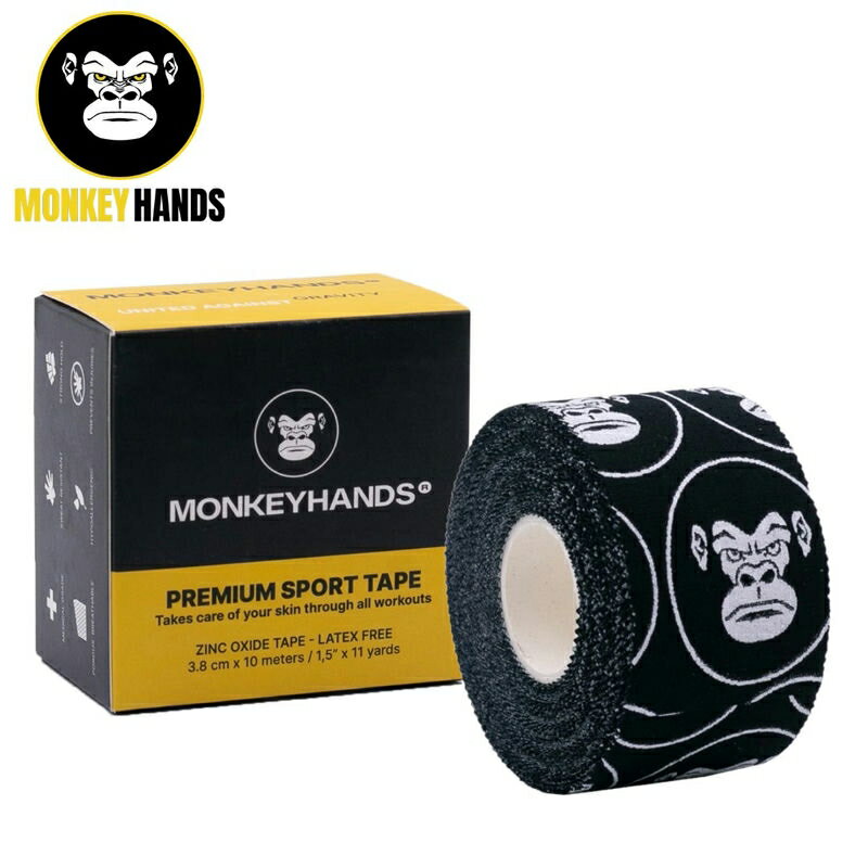 【Monkey Hands APE FINGER TAPE 3,8cm x 10 m】 汗に強く、強力なホールド力でサポート。 通気する素材のため、長時間使用していても快適です。 ケガ予防、足首や手首の固定にも使えます。 ・多孔質通気性 ・強力なホールド ・低刺激性 ・汗に強い サイズ：3.8cm × 10m 素材：綿100％ ※当店ではお客様都合による返品、返金は受け付けておりません。 誠に恐れ入りますが、ご理解の上ご購入にお進みいただければと存じます。 詳細につきましては、会社概要をご覧くださいませ。