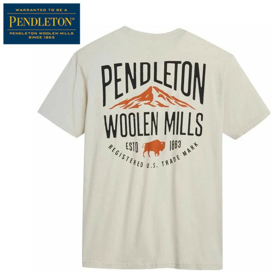 定価6600円→20％OFF 5280円　【PENDLETON ペンドルトン S/S オーバーサイズTEE Sand】 若干サイズ感は小さ目の、ピタッと着るサイジングです。 バックプリントのロゴグラフィックが特徴的。 素材：コットン100％ サイズ（約/cm）： S 胸囲94 ウェスト78 M 胸囲100 ウェスト83 L 胸囲106 ウェスト88 参考モデル： 168cm 62kg M着用 ーウールブランケットやシャツに代表される「PENDLETON ペンドルトン」ー 「ペンドルトン」は、アメリカで創業した老舗のウールウェアやブランケットのブランド。 ネイティブアメリカンの伝統的な柄が同ブランドの特徴で、100％バージンウールのみを使用した高品質なアイテムを作り続けています。 上質なウール製品は経年変化の楽しみもあり名品と称えられ、アメリカの歴史・文化と共に歩んできたブランド。 多くの人に愛されているブランドです。 ※当店ではお客様都合による返品、返金は受け付けておりません。 誠に恐れ入りますが、ご理解の上ご購入にお進みいただければと存じます。 詳細につきましては、会社概要をご覧くださいませ。