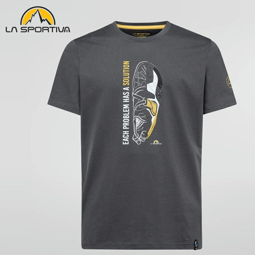 【 ラ・スポルティバ Solution T-Shirt carbon/yellow 】 オーガニックコットン ルート ルートクライミング クライミング クライミングシューズ ソリューション