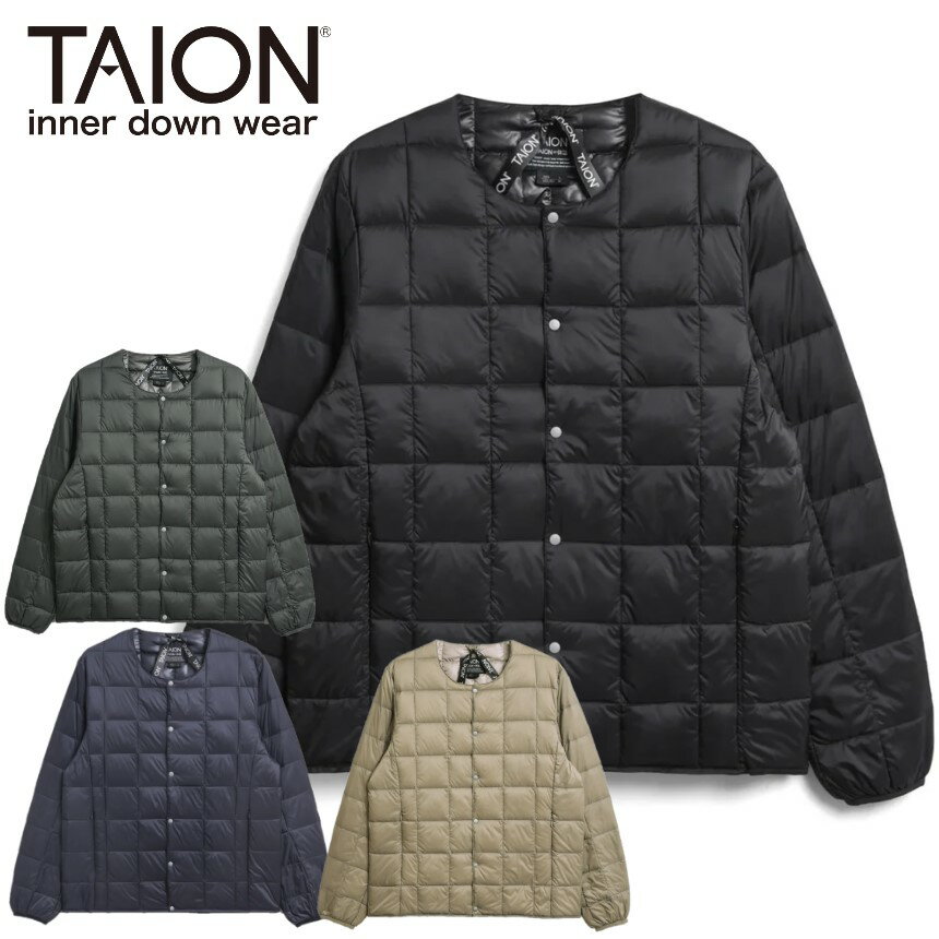 【 TAION タイオン TAION-104 ベーシック クルーネックボタン インナーダウンジャケット 】 TAIONの定番 ベーシックインナーダウン 使いやすいクルーネックタイプ 800フィルパワー TAION＝体温 ユニセックス コンパクトに収納可能
