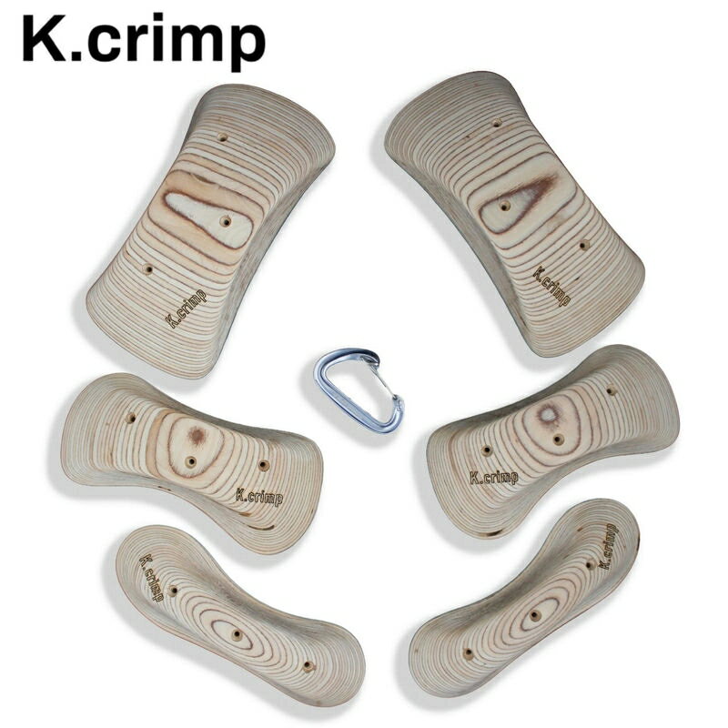 【K.crimp Kホールド シンメトリック ピンチ-2 6P】 システムトレーニング用にに設計されたシンメトリーウッドホールドセット。 コンピューター制御の3D切削技術により、木製クライミングホールドでは製作が困難だった完全なシンメトリーを実現。 3サイズのインカットしていないフラットピンチ。保持するのに純粋な指の力が必須です。上級者は130°以上の傾斜で最高のピンチトレが可能。 独自技術のフリクション加工による指皮に優しいグリップは完璧なトレーニング環境を提供します。 素材：フィンランドバーチ合板 　製法：100%CNC切削 　取付対応角度：90°〜135° 　内容：6個セット サイズ ・スリム／240mm×60mm×40mm　 ・ミディアム／240mm×80mm×40mm　 ・ファット／270mm×110mm×40mm Made in Okutama Japan Caution ※無垢の木のため木目が様々です。 ※トレーニング以外の用途には使用しないでください。 ※当店ではお客様都合による返品、返金は受け付けておりません。 誠に恐れ入りますが、ご理解の上ご購入にお進みいただければと存じます。 詳細につきましては、会社概要をご覧くださいませ。