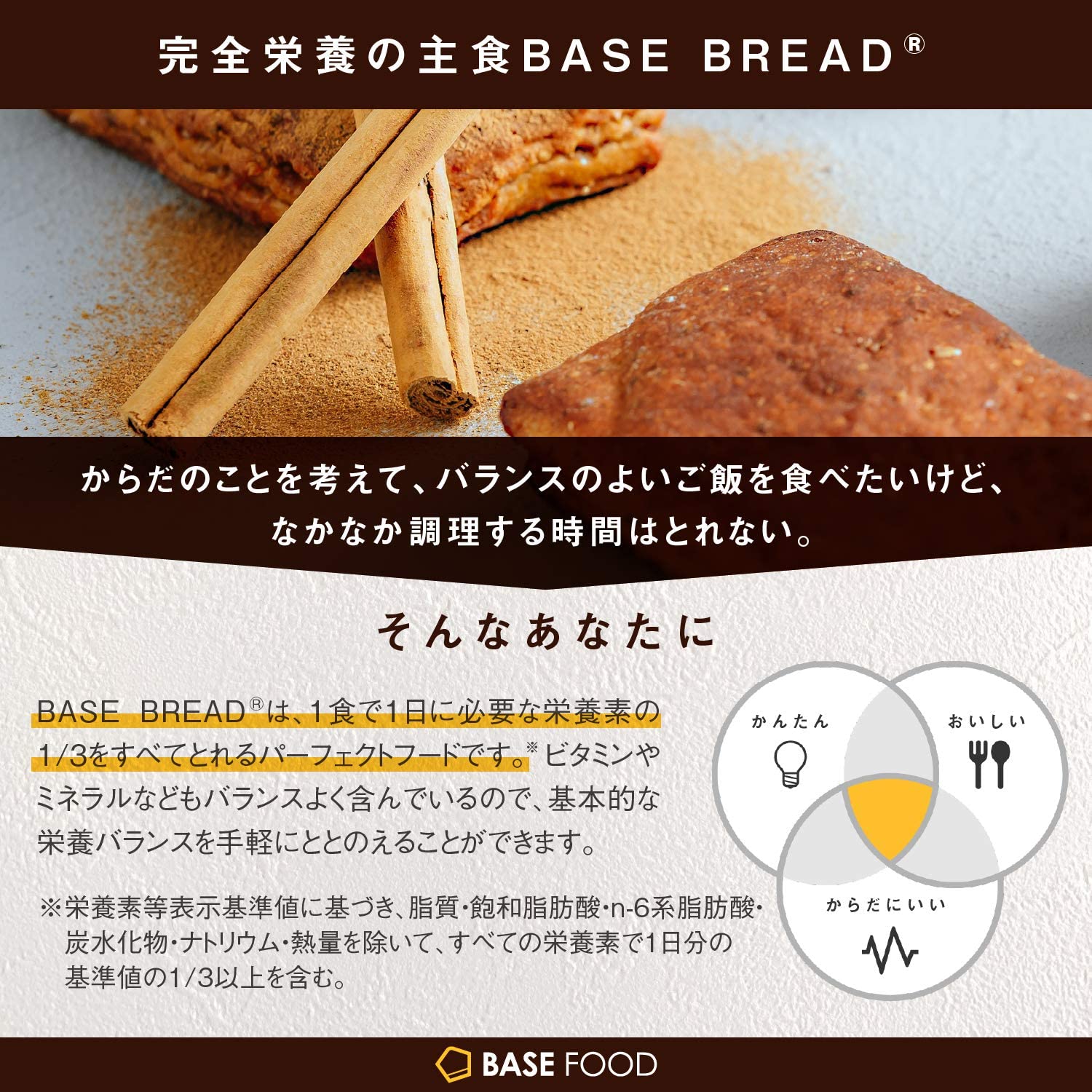 BASE BREAD シナモン 30袋入り 完全栄養食 | basefood 栄養食 置き換え ダイエット 食品 満腹感 糖質制限 糖質オフ 低糖質 パン 食物繊維 タンパク質 糖質 おやつ お菓子 送料無料 間食 ベースブレッド ベースフード 保存食 ローリングストック 2