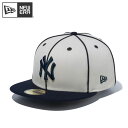 あす楽 限定 newera ニューエラ キャップ 野球帽 59FIFTY Piping パイピング ニューヨーク・ヤンキース ストーン/ネイビー 14109883 era24ss 2024cap