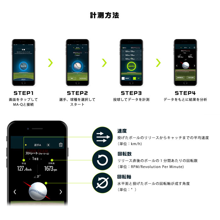 ミズノ MA-Q 野球ボール回転解析システム センサー本体 球質 測定 スマホアプリ連動 1GJMC10000 miz19ss