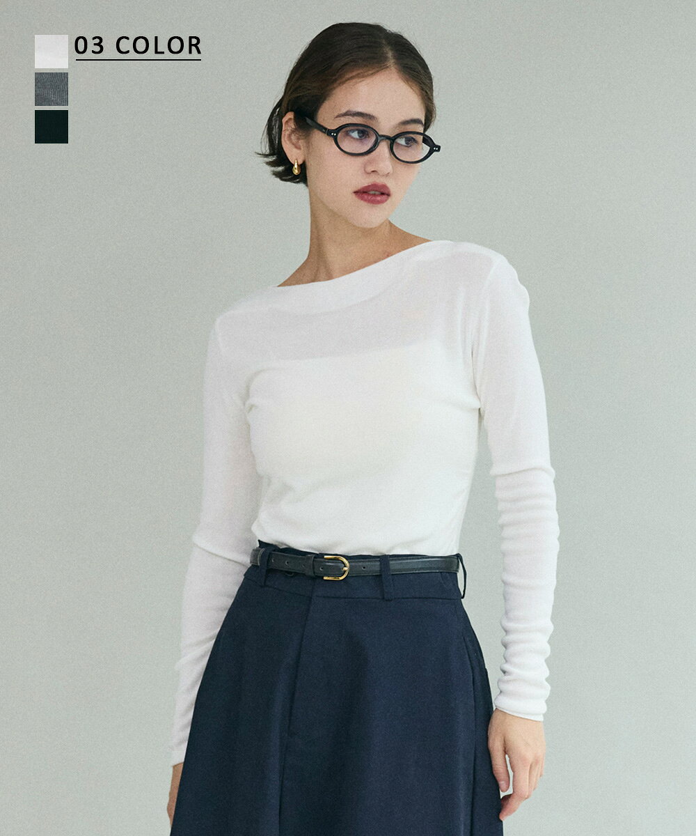【クーポン利用で3,960円 9/25(金)12時40分~23時59分まで】ボートネックシアーニット ｜ レディース トップス オフショル ニット 薄手 オフィスカジュアル ゆったり 長袖 秋 冬 ワンショルダー シアー オフィス 綺麗め 【宅配便】(予約11月1日~5日以内順次発送)cpn