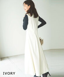 【送料無料】レディースワンピースフレアジャンパースカートVネックロング丈サロペットオールインワンBASEMENTonline2020SS【宅配便】【BO2020SS】