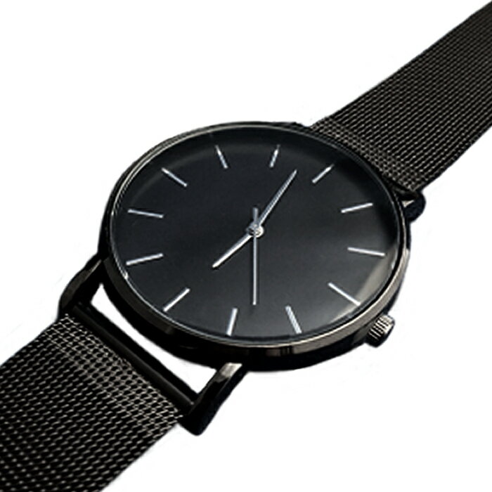 【送料無料】 腕時計 時計 リストウォッチ シンプル ノーロゴ バーインデックス スタンダード ベーシック ノームコア スマート スタイリッシュ デザインウォッチ アナログ ステンレスベルト プレゼント 贈り物 ブラック 黒 ホワイト 白 おしゃれ お洒落