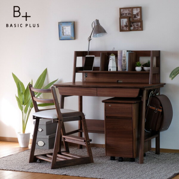 【10/20限定！ポイント5倍！】学習 学習家具 学習椅子 学習チェア 椅子 高さ調節 キッズ 子供 こども キャスター付き ウォルナット材 ミディアムブラウン ホワイト 幅42 LIFE-WALNUT DESK CHAIR (MBR-WH) ISSEIKI