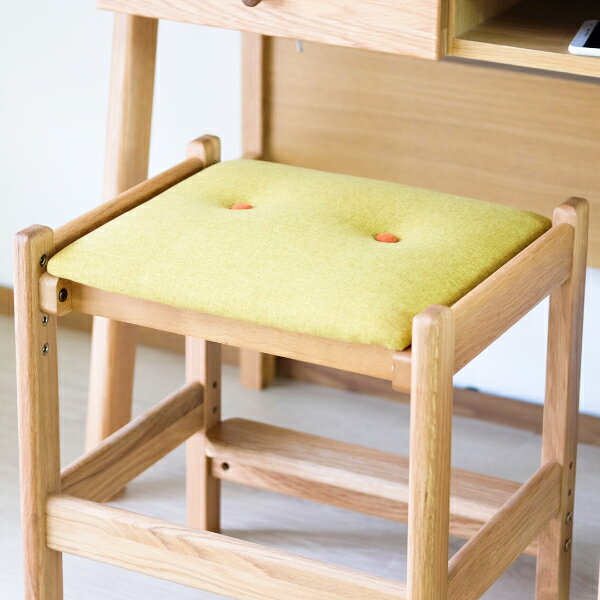 チェア 椅子 スツール 木製 北欧 カバー 布 オーク材 無垢材 天然木 学習机 勉強机 食卓 リビング ダイニング クッション 昇降機能 おしゃれ ナチュラル イエロー LEPTON STOOL 44 (WO-NA+YE) ISSEIKI [2]