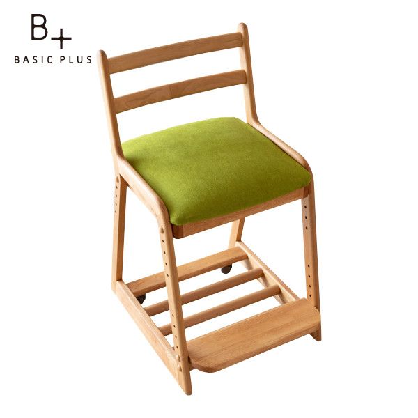 学習家具 学習チェア キッズ 子供 アルダー材 ナチュラル グリーン【SET】LIFE-2 DESK CHAIR (NA+WH) + COVER (MISS-81LGR) 2点SET ISSEIKI その1