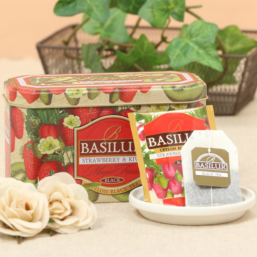 ストロベリー＆キウイギフト 紅茶 プレゼント かわいい プチギフト 缶 クリスマスバシラーティー　basilurtea STRAWBERRY & KIWI