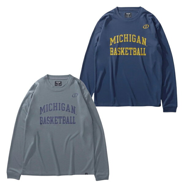 【SALE】ロングスリーブTシャツ ミシガン バスケットボール アーチロゴ [スポルディング SPALDING] 【24AW10】バスケウェア ヘザーグレー ネイビー L XL XXL バスケ 部活 練習 バスケットボール ※返品・交換不可セール商品