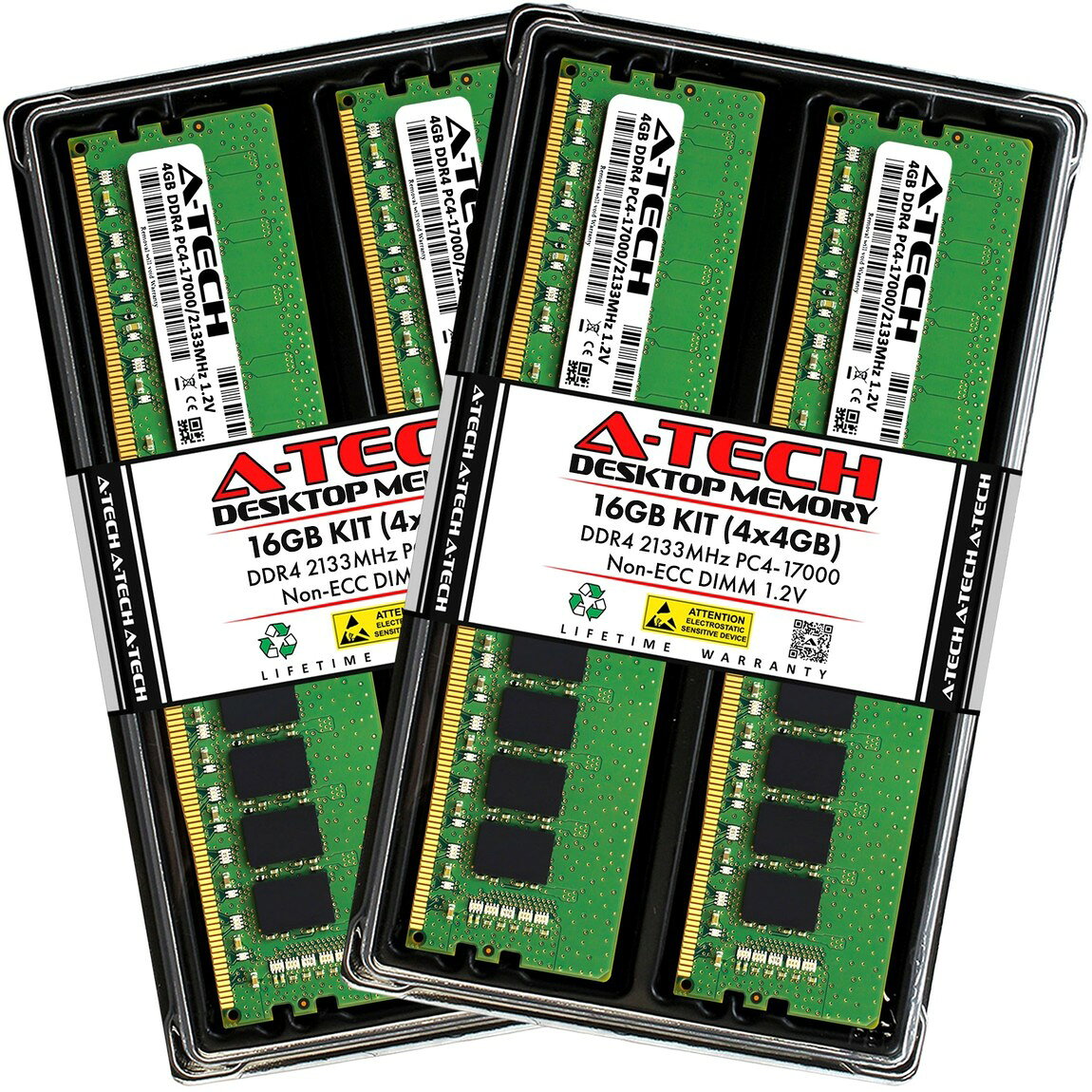 A-Tech 16GB(4x4GB) DDR4-2133 PC4-17000 DIMM デスクトップ用 メモリ 対応機種: De basque-10203528 Basqueバスク パッケージ画像