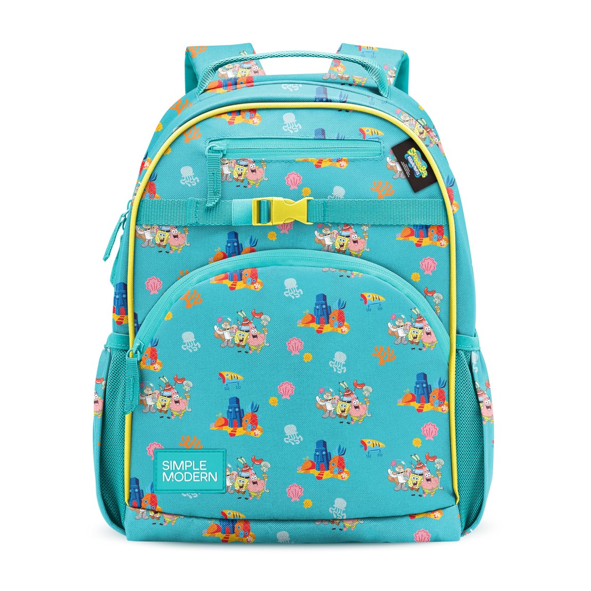 PRODUCT DETAILS Simple Modern スポンジ・ボブ リュックサック バックパック Lサイズ 18L Fletcher キャラクター 子供用【商品仕様】・ シリーズ：Fletcher Collection・ アイテム種別：リュックサック / バックパック・ 素材：ポリエステル・ サイズ：約42cm × 33cm × 16cm・ 容量：約18L・ 収納：メイン収納（内側デバイススリーブ付）、前面ジップポケット×2、サイドボトルポケット×2【特徴】・ スポンジ・ボブのキャラクターがデザインされた18L容量のバックパックです。・ メイン収納部にはタブレット等のデバイスを保護する専用スリーブを備えています。・ 両サイドには水筒やボトルを収納できる伸縮性のあるポケットを装備しています。・ パッド入りの調節可能なショルダーストラップと強化ステッチを採用しています。・ お手入れが容易なポリエステル素材を使用しており、日常的な使用に適した設計です。 ■ 商品について 海外輸入品（説明書は英語表記の場合あり） ■ ご注意 ・掲載画像は実物に近い色味になるよう調整しておりますが、ご利用の環境により差異が生じる場合があります。・複数店舗で在庫を共有しているため、ご注文後に在庫切れとなる場合がございます。 ■ 納期について お届けの目安を必ずご確認ください。 海外正規ルート仕入れ品 海外ブランド ▼ 海外正規ブランド店 正規代理店 ▼ 当 店 ※本商品は並行輸入品です 製造元は正規品と同一のブランド・メーカーです。当店では海外正規ルートより仕入れた商品を取り扱っております。流通ルートが異なるのみで、商品自体に違いはございません。 ── 当店の商品について ── 正規品のみ取り扱い 海外正規店・正規代理店から商品を直接仕入れ、国内に輸入して販売しております。 日本未入荷・海外限定モデルも多数 日本未入荷・海外限定モデルも多数取り扱っております。サイズ・カラー違いや海外限定で販売された製品など、日本では手に入りにくいアイテムをお届けいたします。 お求めやすい価格の理由 海外市場での価格差や流通ルートの違いにより、国内販売価格よりお求めやすくなっております。品質はそのままに、よりお手頃な価格でお届けいたします。 安心保証 ご使用前に万が一、製品に不具合がございました場合は、交換または商品代金のご返金にて対応させていただきます。商品到着後5日以内にご連絡ください。 ご注意 海外からの輸入品となります。海外輸送のため、外箱に軽微なスレ等がある場合がございますが、商品本体には影響ございません。 ※在庫状況は仕入先の在庫情報をもとに出来る限り正確に表示しておりますが、取寄せ商品のため、タイミングによりご注文後に欠品・キャンセルとなる場合がございます。 お探しの商品がございましたら、お気軽にご相談ください。
