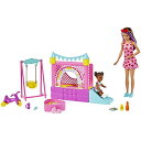 Barbieバービー スキッパーベビーシッターズインクプレイセット スキッパードール、幼児の小さなドール、動くバウンスハウス、ブランコ&アクセサリー付き Mat...