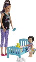 Barbieバービー Skipper ベビーシッターズ Inc. ベッドタイムプレイセット ベビーシッターSkipperドール 幼児ドール 光るパジャマ ベッド...