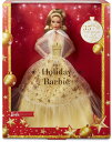 Barbieバービー シグネチャー 2023ホリデードール ライトブラウンヘア ゴールデンガウン着用 コレクティブル ドールスタンド&真正性証明書付き