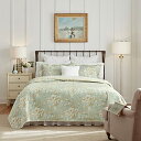 ローラ アシュレイ Laura Ashley Bromptonコレクションキルトセット Brompton Collection Quilt Set コットン100% 100% Cotton リバーシブル Reversible オールシーズン寝具 枕カバー All. Season Bedding include Matching Sham Serene(3)
