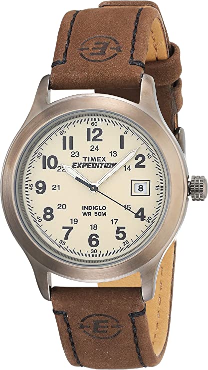 TIMEX^CbNX Y T49870 Expedition Metal Field Brown Leather Strap rv