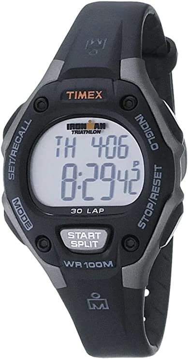 TIMEX^CbNX fB[X Ironman 30-Lap Digital Quartz Mid-Size rv, Black/Gray - T5E961