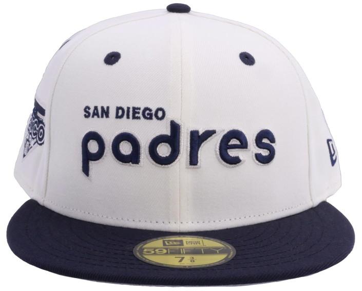 New Era MLB 59FIFTY Cooperstown Authentic Collection Chrome フィッテッド ハット (7 1/2, San Diego Padres, ホワイト ブラック Cooperstown)