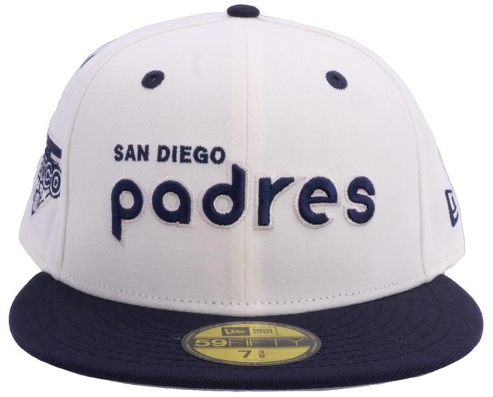 New Era MLB 59FIFTY Cooperstown Authentic Collection Chrome フィッテッド ハット 7 3/8 San Diego Padres White Black Cooperstown