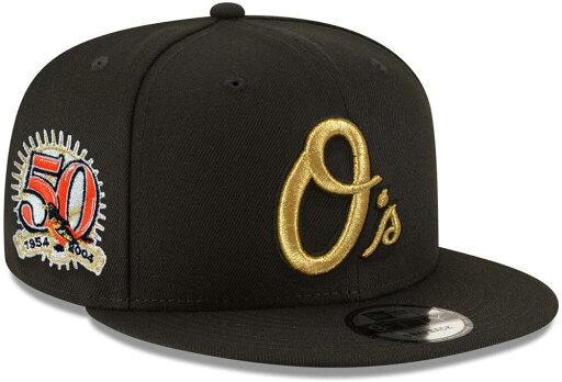 New Era Baltimore Orioles 9FIFTY Cooperstown ゴールドロゴ 50周年記念 サイドパッチ スナップバック キャップ アジャスタブル ハット New Era Baltimore Orioles 9FIFTY Cooperstown ゴールドロゴ 50周年記念 サイドパッチ スナップバック キャップ アジャスタブル ハット