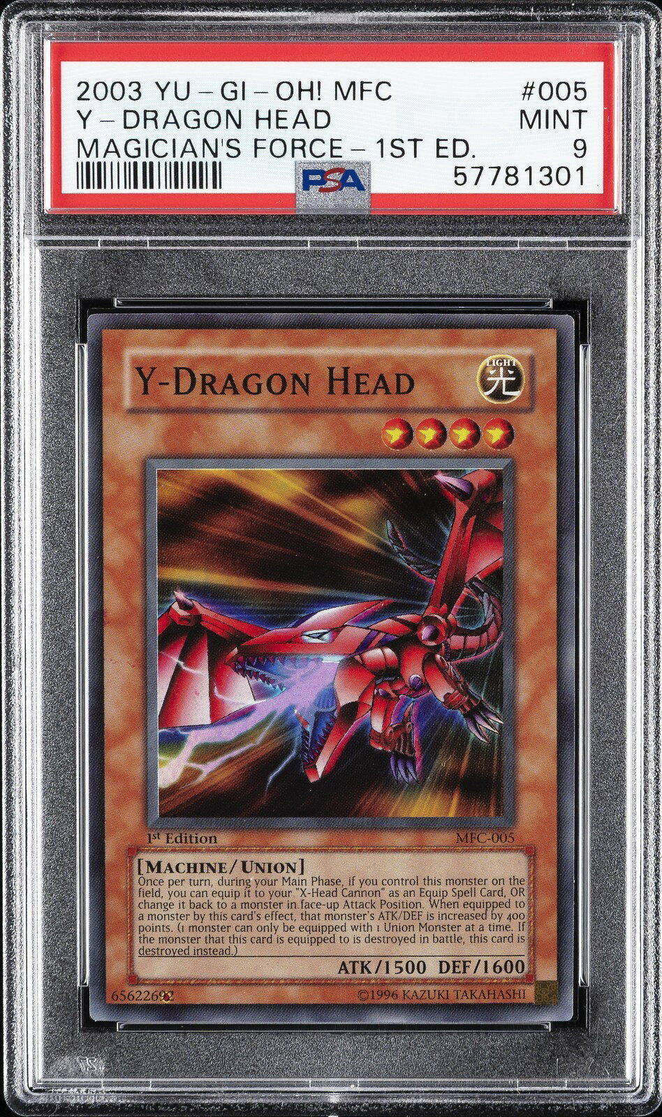 遊戯王英語版 2003 Magician's Force マジシャンズ・フォース Y-Dragon Head 1st Edition #005 PSA 9 鑑定済