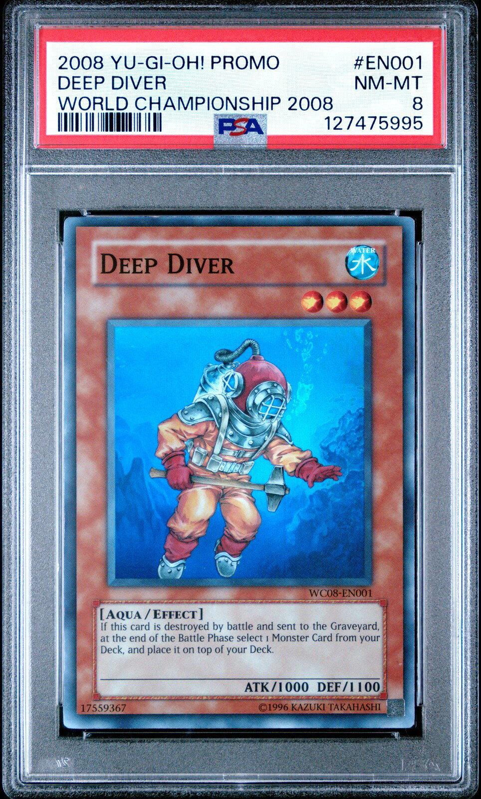 遊戯王英語版 2008 PROMO WORLD CHAMP 2008 DEEP DIVER プロモ EN001 PSA8 鑑定済