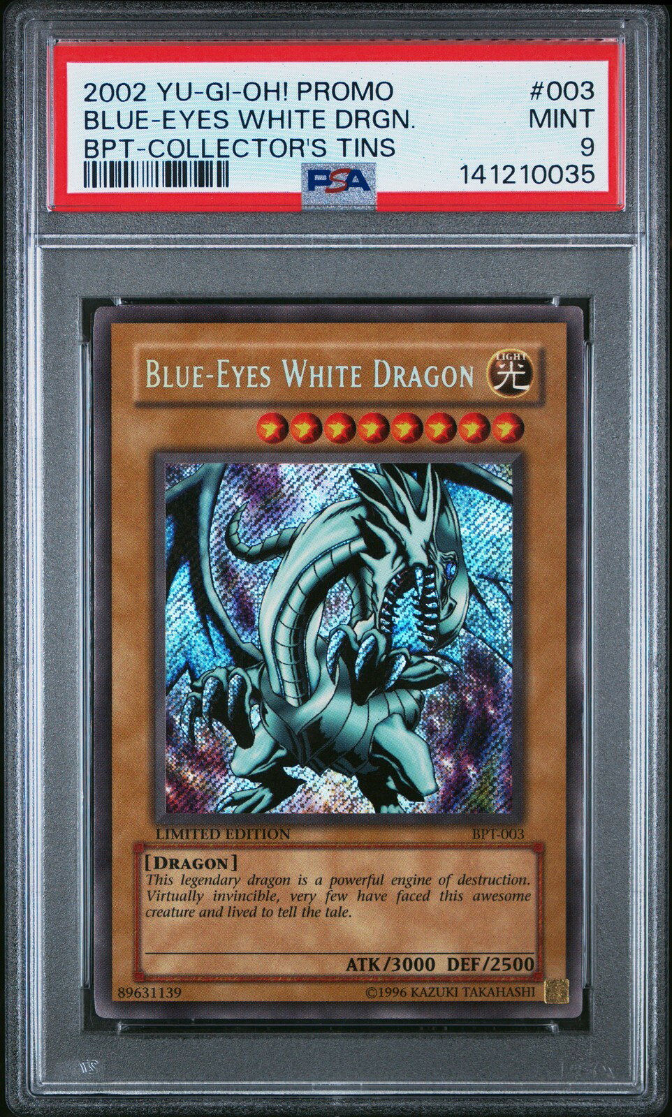 遊戯王英語版 2002 BPT-COLLECTOR'S TINS BLUE-EYES WHITE DRAGON プロモ #003 PSA 9 鑑定済