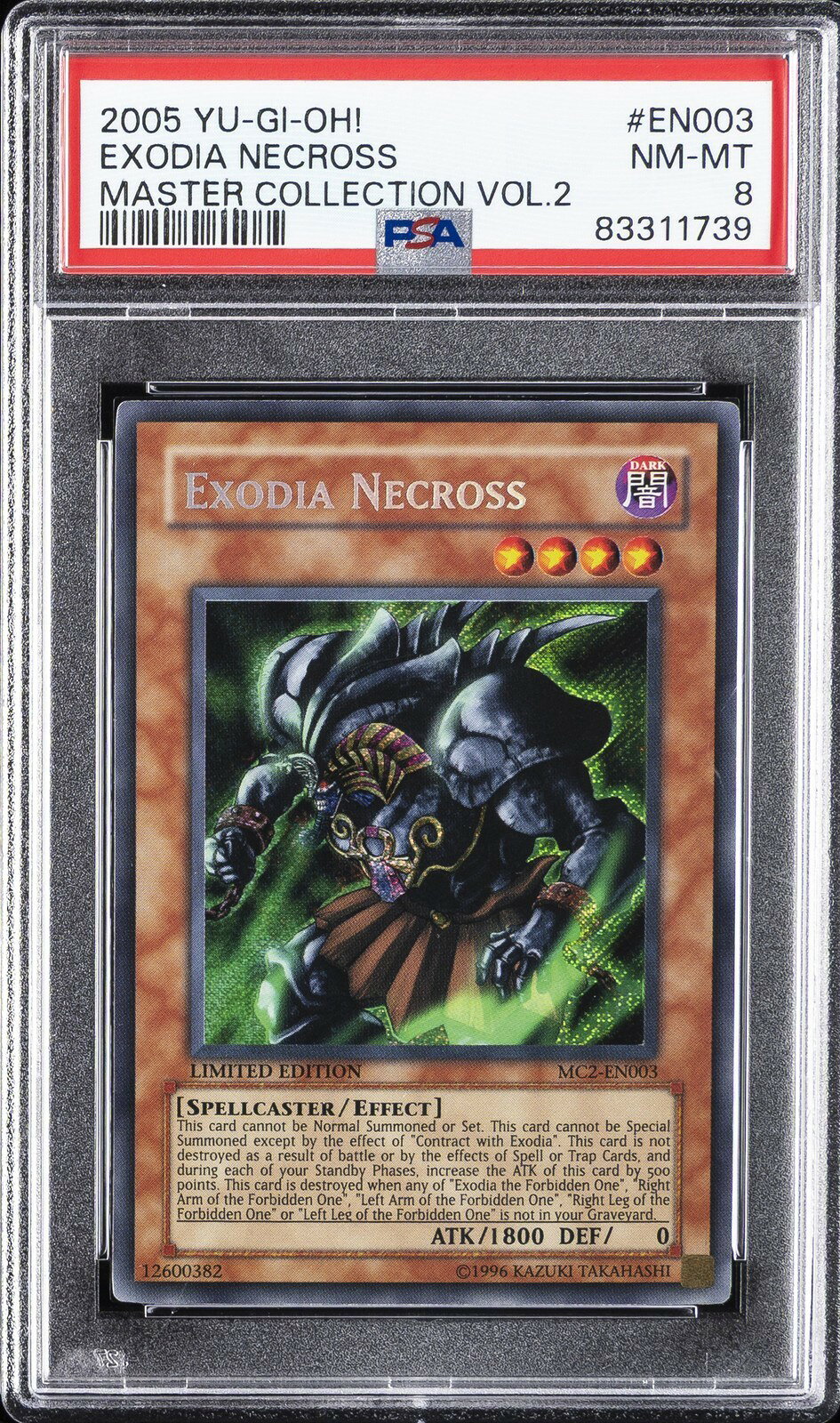 遊戯王英語版 2005 MASTER COLL VOLUME 2 EXODIA NECROSS #EN003 PSA 8 鑑定済【中古】