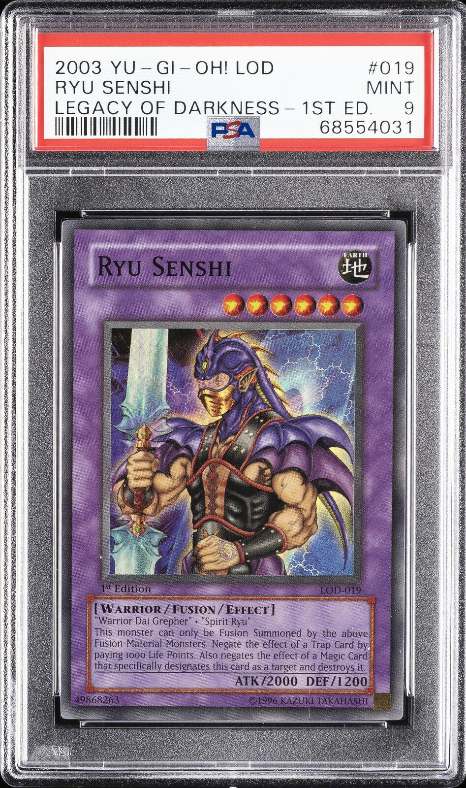 遊戯王英語版 2003 LOD-LEGACY OF DARKNESS RYU SENSHI 1ST EDITION #019 PSA 9 鑑定済