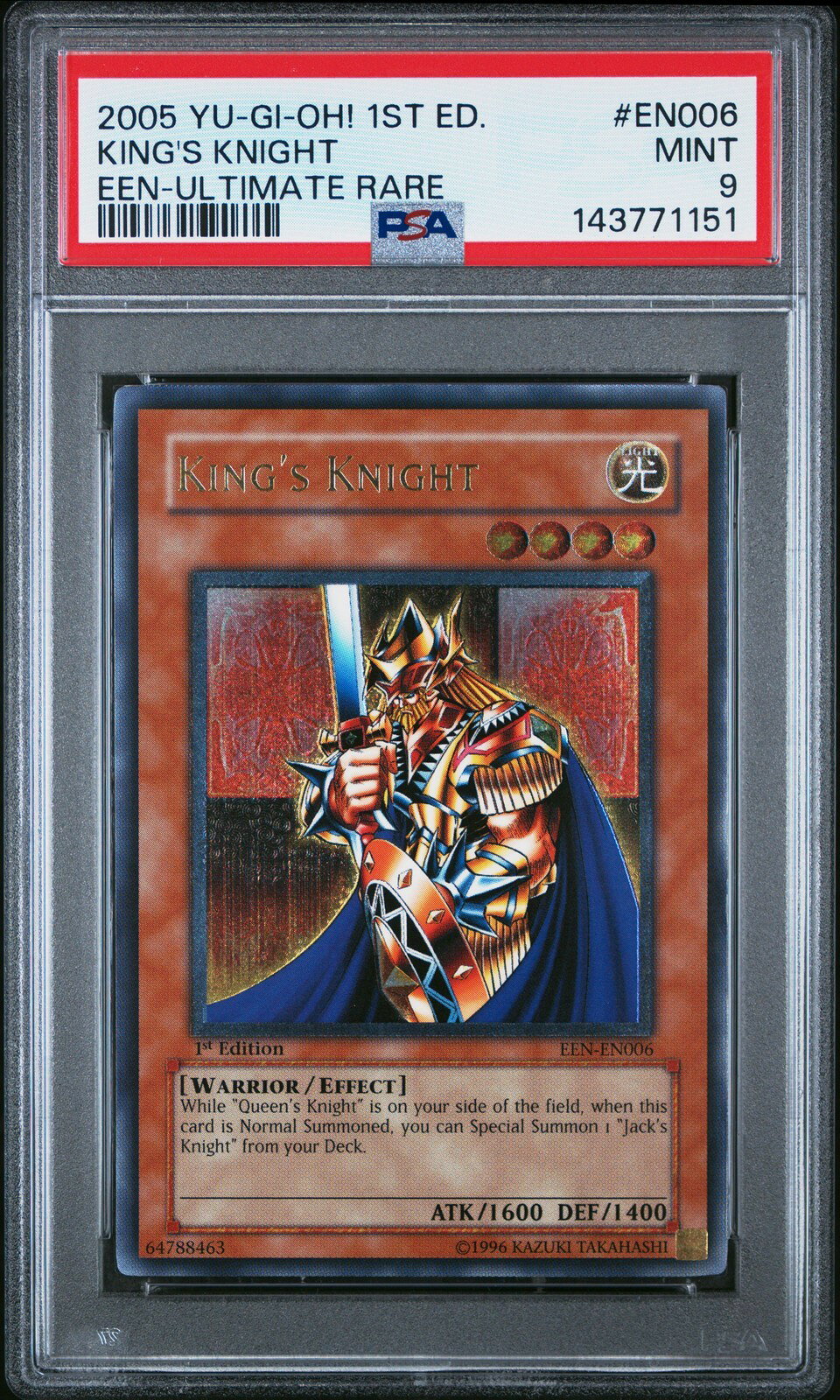 遊戯王英語版 2005 ELEMENTAL ENERGY キングス・ナイト KING'S KNIGHT アルティメットレア PSA 9 鑑定済