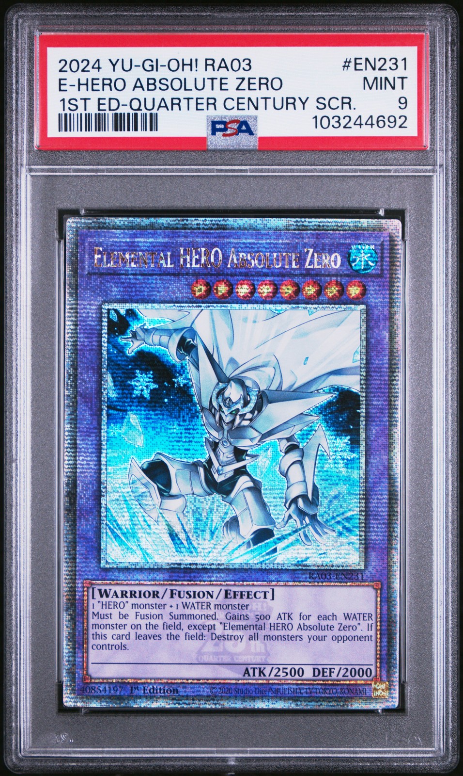 遊戯王英語版 2024 RA03-QUARTER CENTURY BONANZA ELEMENTAL HERO ABSOLUTE ZERO PSA 9 鑑定済