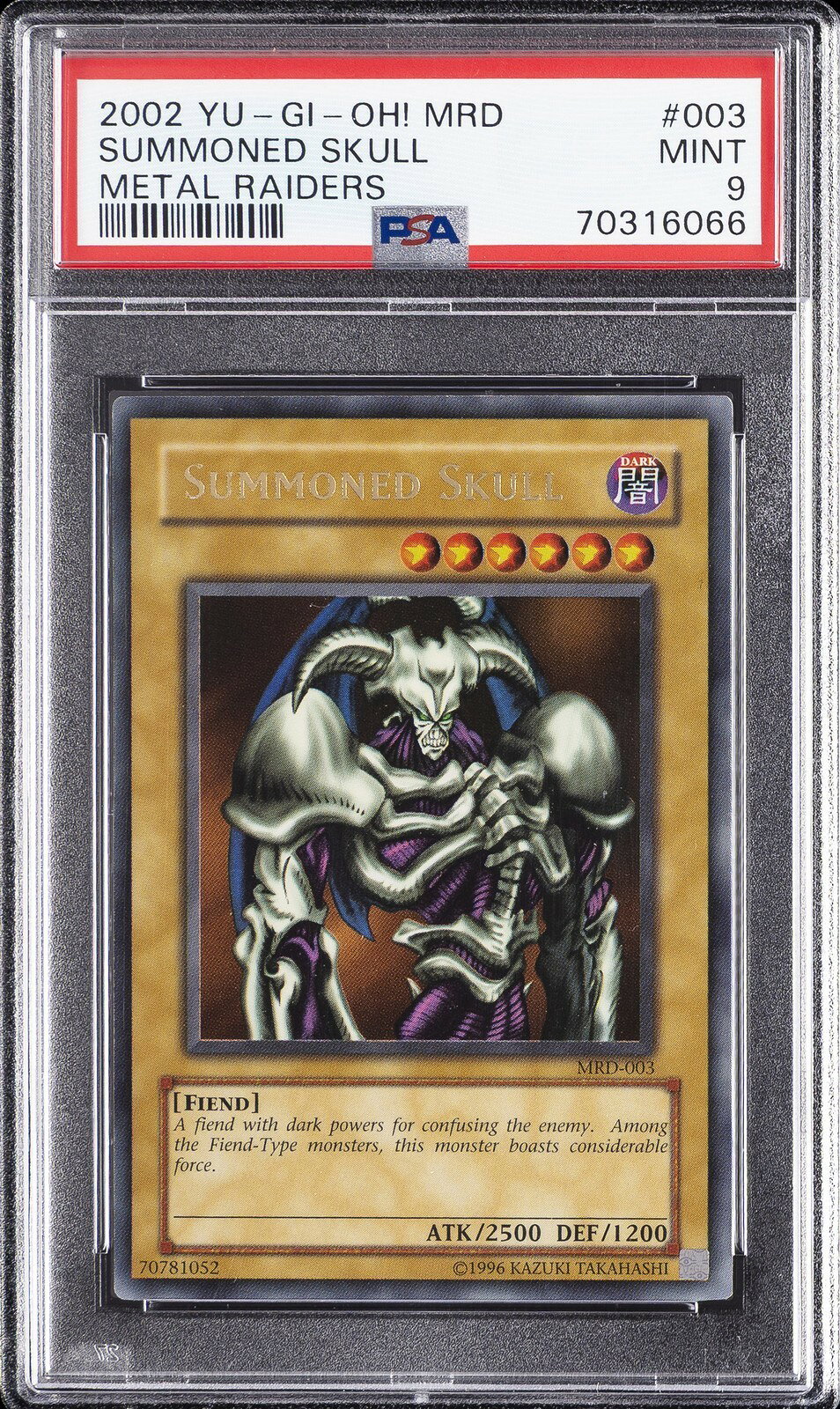 遊戯王英語版 2002 MRD-METAL RAIDERS SUMMONED SKULL #003 PSA 9 鑑定済【中古】