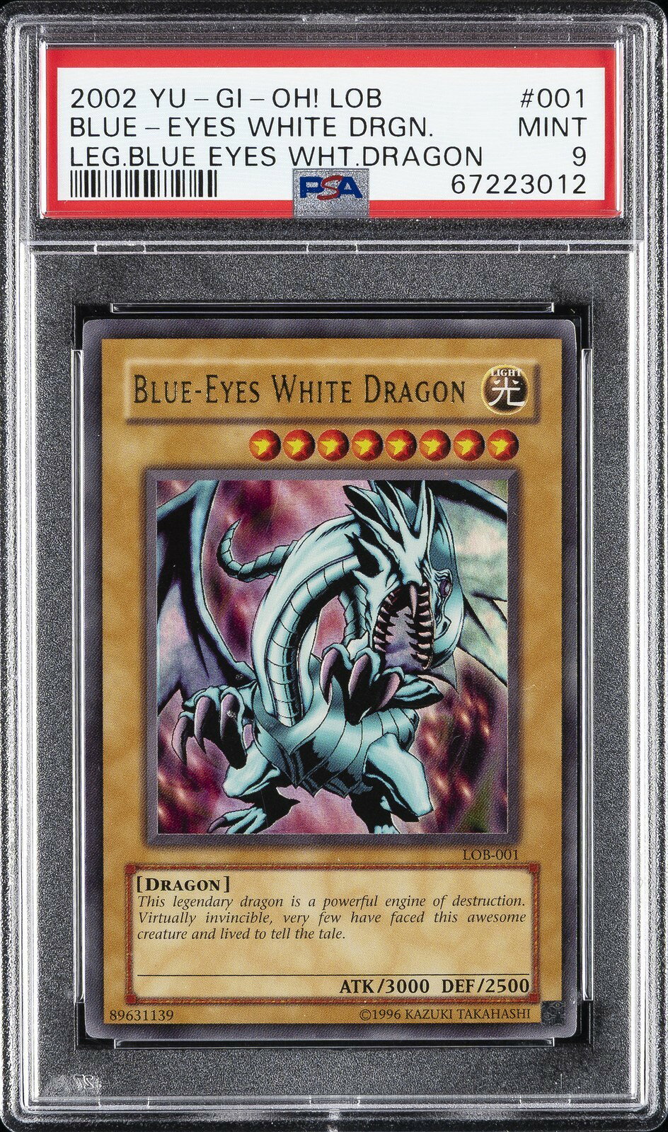遊戯王英語版 2002 LOB LEGEND OF BLUE EYES WHITE DRAGON BLUE-EYES WHITE DRAGON PSA 9 鑑定済