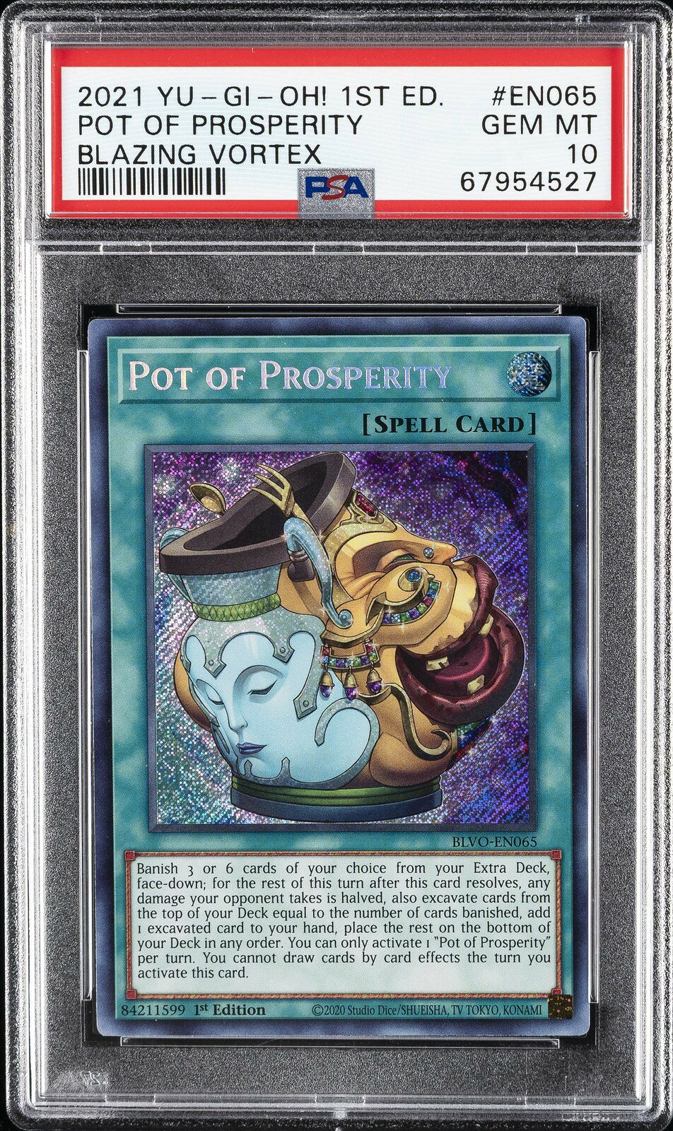 遊戯王英語版 2021 BLAZING VORTEX POT OF PROSPERITY 1st Edition EN065 PSA 10 鑑定済